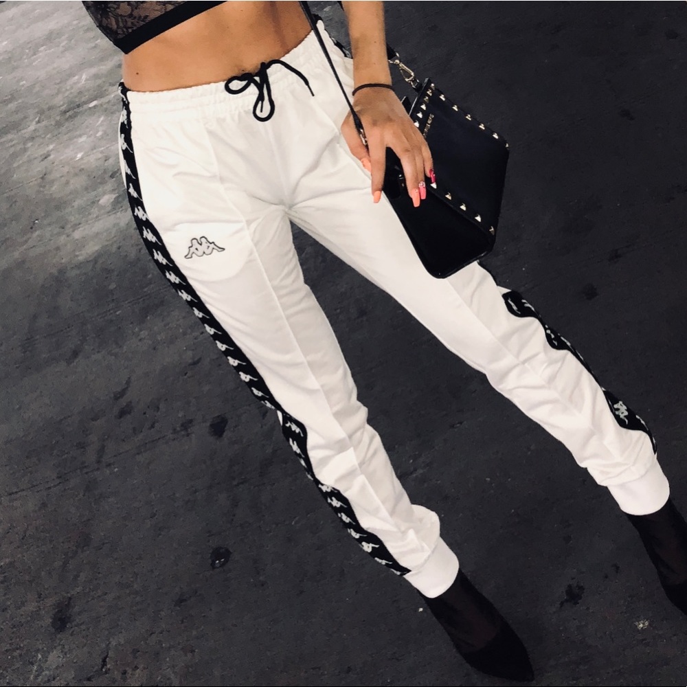 White and Black Kappa Joggers